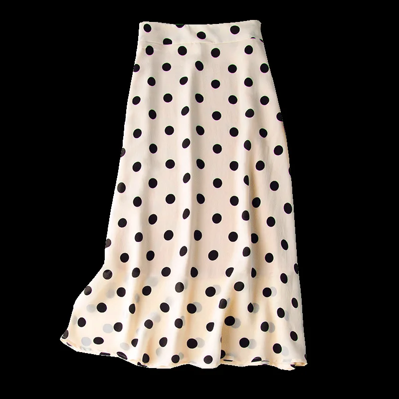 

2021 New Arrival Spring Classical Polka Dot Silk Skirt Quality Choice white skirt korean fashion clothing skirt women floral