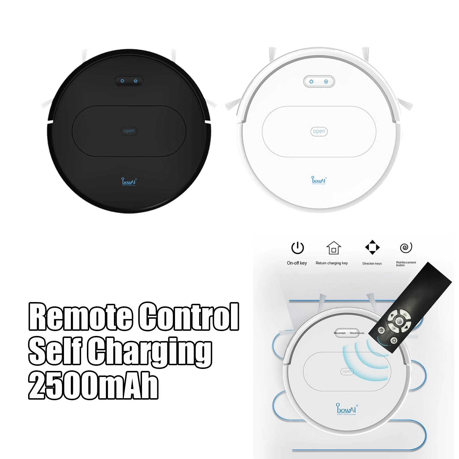 

Remote Control Robot Vacuum Cleaner Self Charging 7.4V 2500mAh Overall Coverage