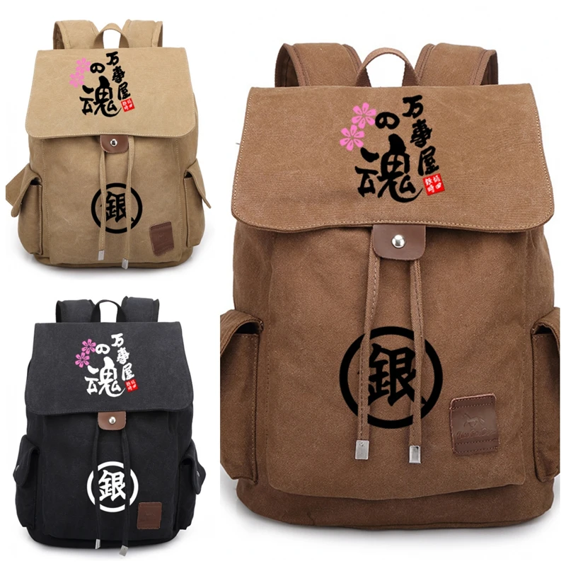 Мультфильм комиксы рюкзак GINTAMA холщовая школьная сумка подростков Кошелек