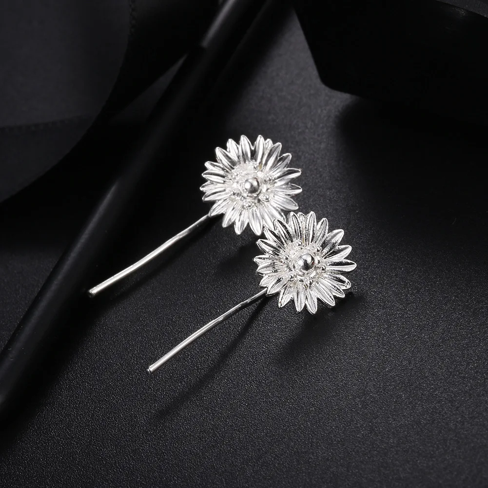 

Fashion Flower Leaf Earrings Silver Plated Sunflower Fashion Jewelry Charm Women Wedding Jewelry Girl Birthday Party Gift