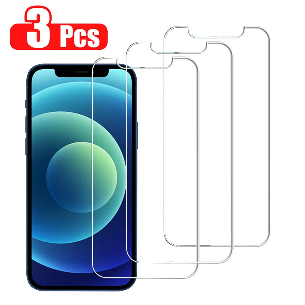 

3Pcs Tempered Glass For iPhone 12 11 Pro XS Max XR 7 8 6s Plus Screen Protector For iPhone 12 Mini 11 Pro Max Protective Glass