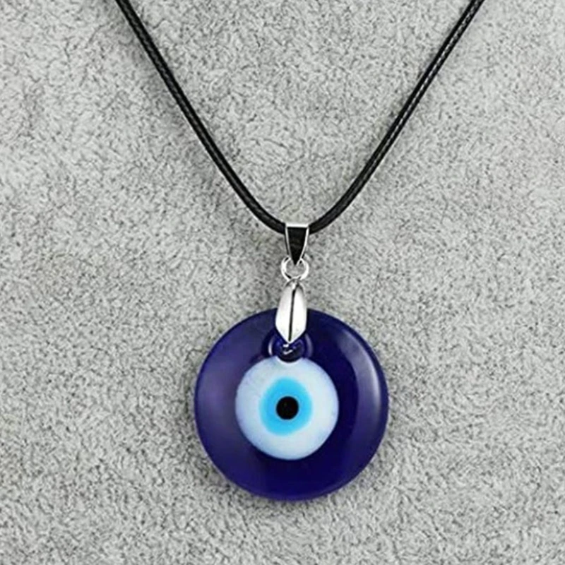 Trendy Demon Eye Bracelet European and American Wax Rope Turkey Blue Eye Round Drop Shape Necklace for Women