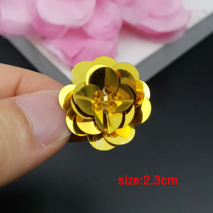 

Golden flower patch cloth sticker Small sequins beads flowers costumes scarves shoes decor bling bling accessories wholesale