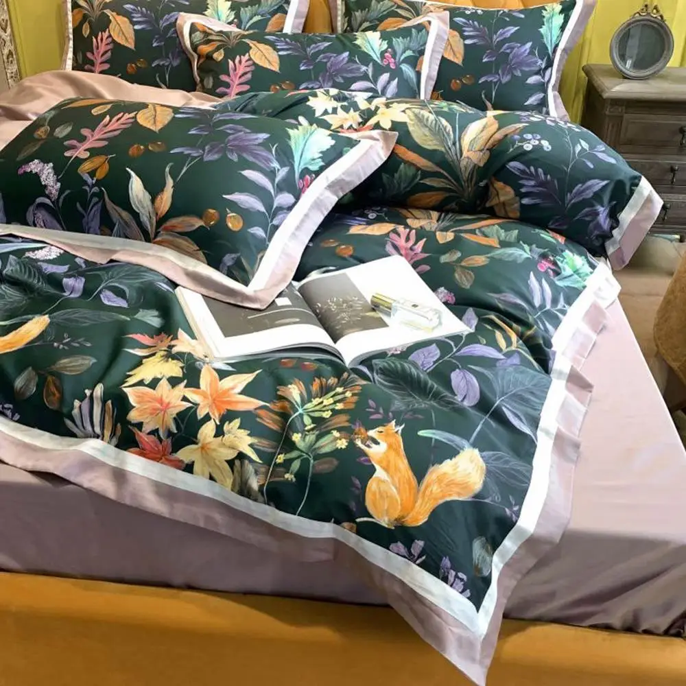 Svetanya набор постельного белья из египетского хлопка листья цветочный принт