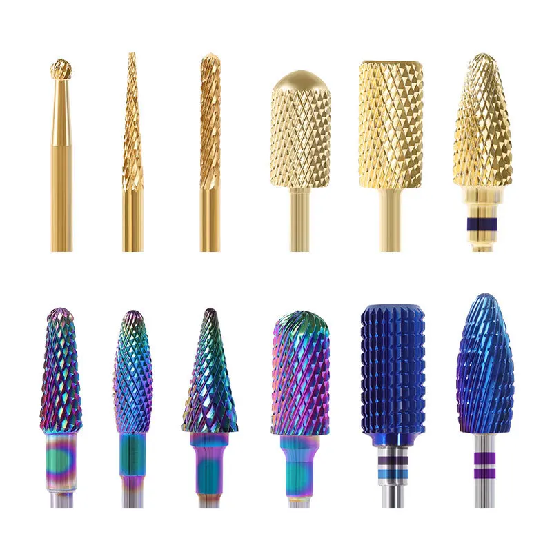 

Nail Polishing Head 14Styles Vacuum Color Plating Alloy Tungsten Steel Polishing Head Polishing Nail Removal