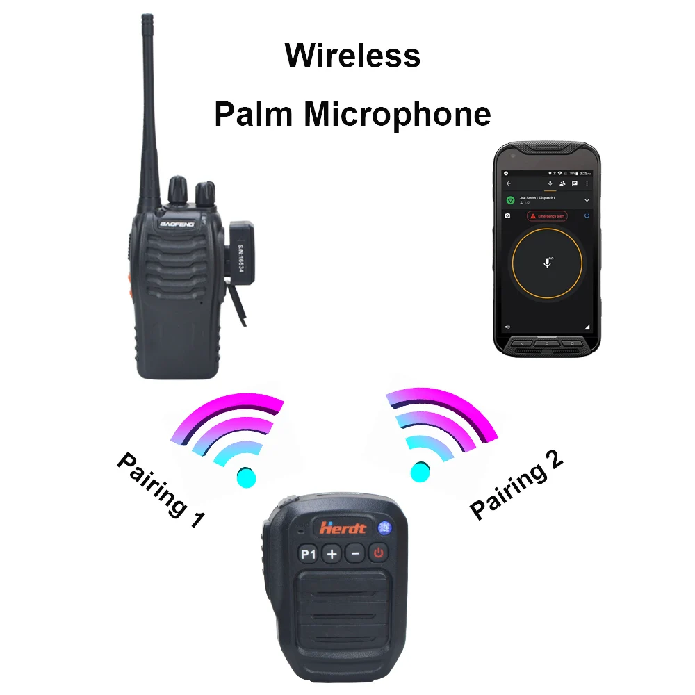 Walkie Talkie Wireless Hand Microphone with Wireless Adapter  K plug for Portable Talkie Walkies BaoFeng BF-888S UV-5R UV-82