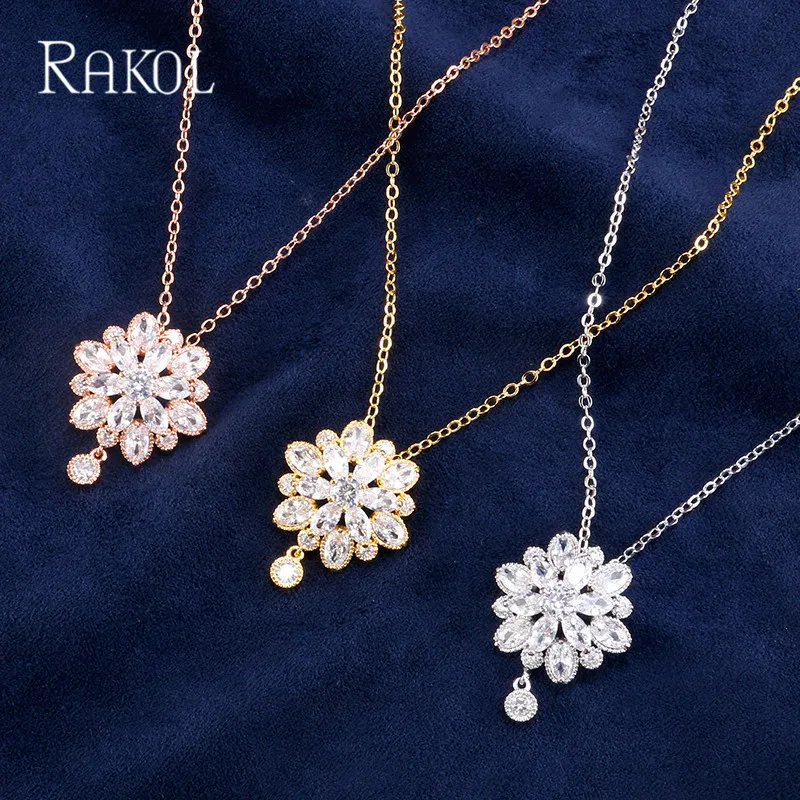 RAKOL винтажное ожерелье в форме цветка AAA + кубический циркон роскошное микро
