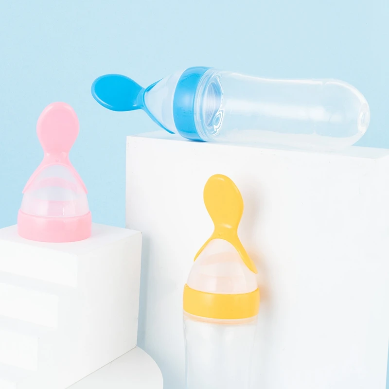 90ML Safe Newborn Baby Feeding Bottle Toddler Silicone Squeeze Spoon Milk Training Feeder Food Supplement | Мать и ребенок