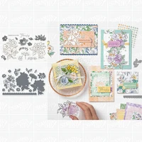 new stamps and dies 2021 stencil diy scrapbooking stencil cut cutter card embossing silicone clear stamp flower dies metal