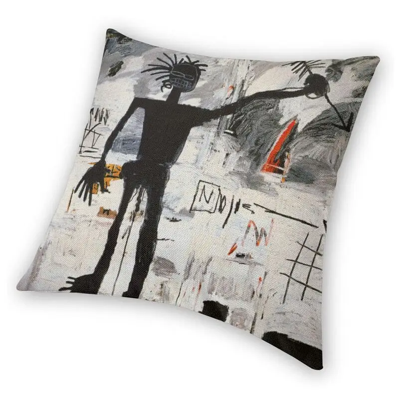 Наволочка для подушки "Селф-портрет" декоративная для дома с картины Жана-Мишеля Баскья. Обложка подушки размером 45x45 в гостиную.