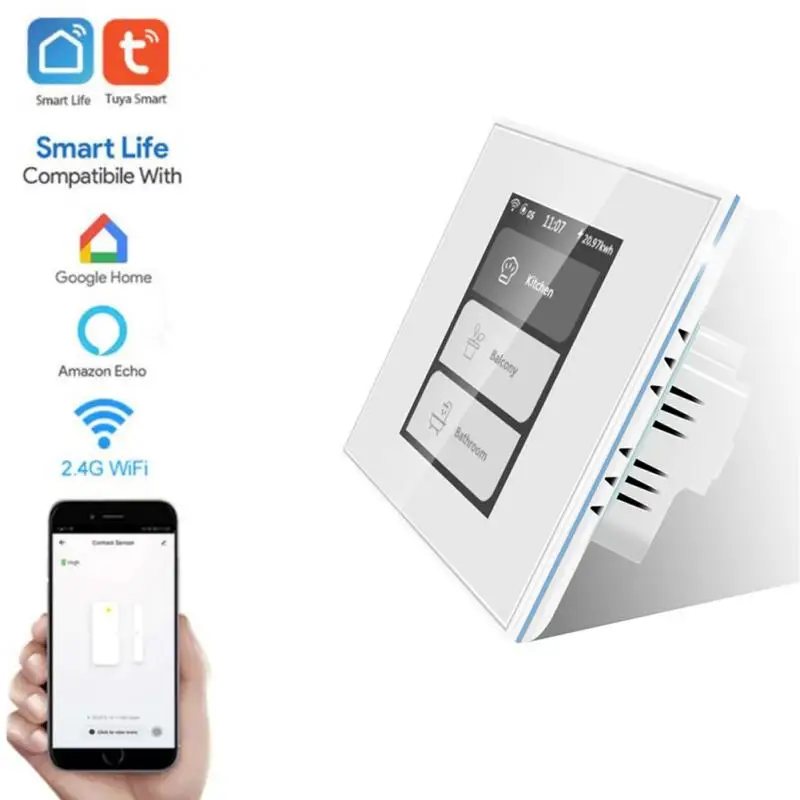 

Wifi EU US Wall Touch Switch Smart Light Switch 4 In 1 Energy Monitor Tuya Smart Life Home Support Alexa Google Home