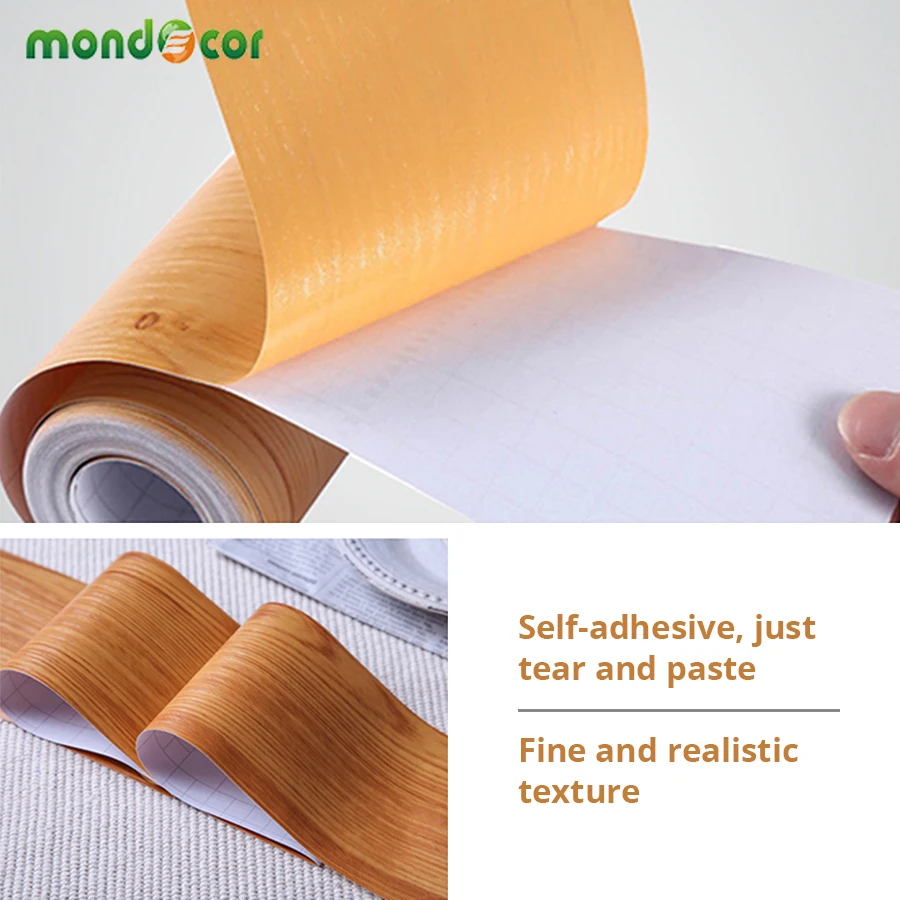 

Self Adhesive Floor Window Decals Living Room Decorative Wall Border Skirting Stickers Waterproof Waist Line Wood Wallpaper Roll