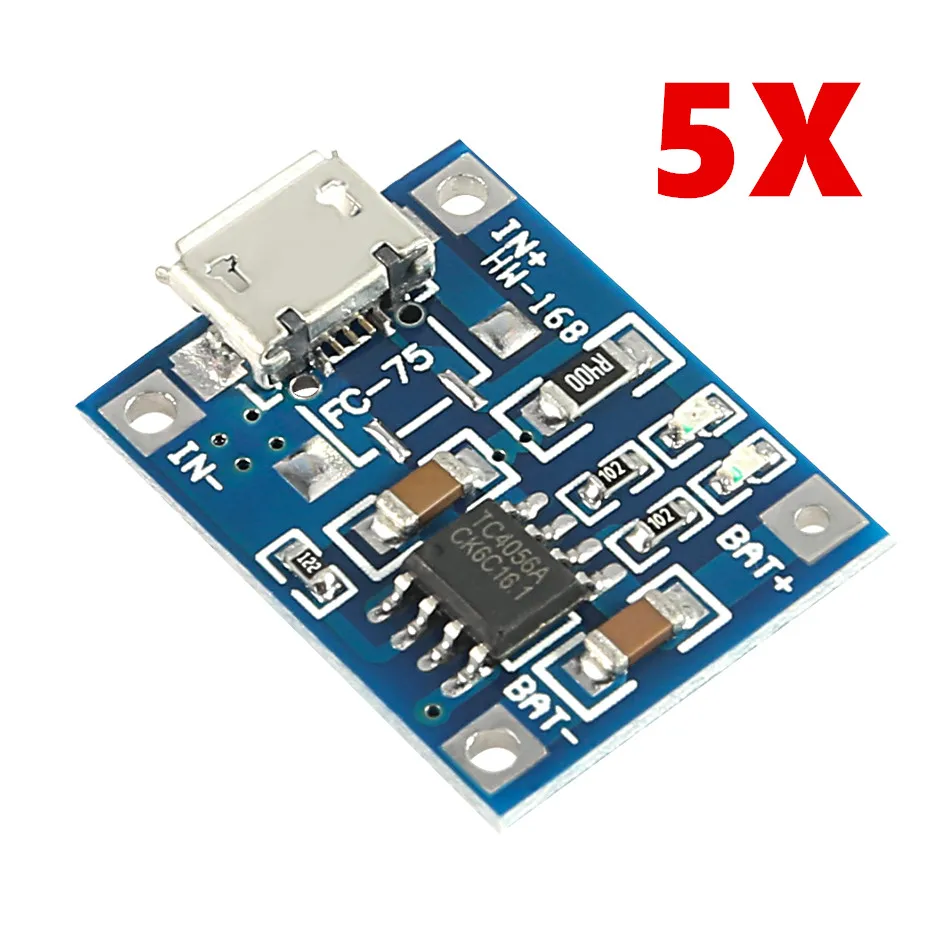 5 шт./лот TP4056 в TENSTAR ROBOT 1A Micro USB 18650 литиевая батарея зарядная плата модуль зарядного
