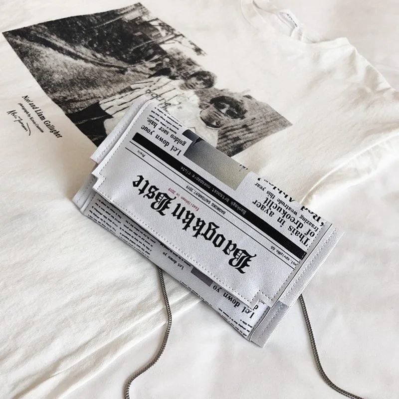 MoneRffi 2019 женская сумка Модная креативная искусственная кожа газетный конверт