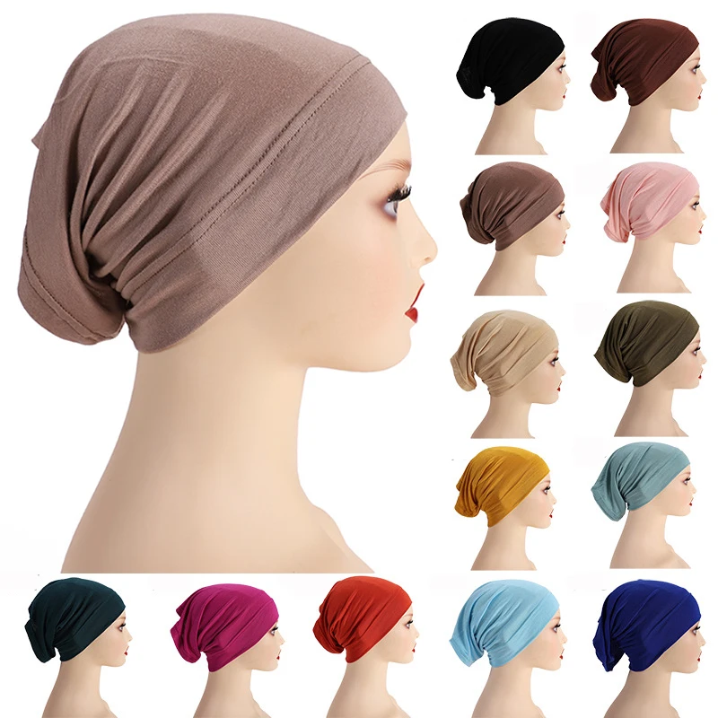 

Muslim Inner Hijab Cap Women Underscarf Stretch Tube Bonnet Hat Cotton Head Cover Inner Caps Female Head Scarf Turban Headwrap