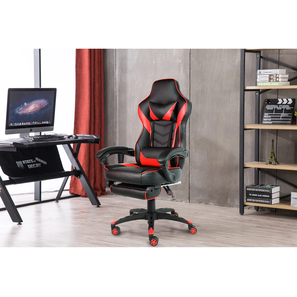 

Office Swivel Chair Gaming Chair Reclining With Footrest Foldable Nylon Foot Large Size Cushion Racing Chair Easy To Install