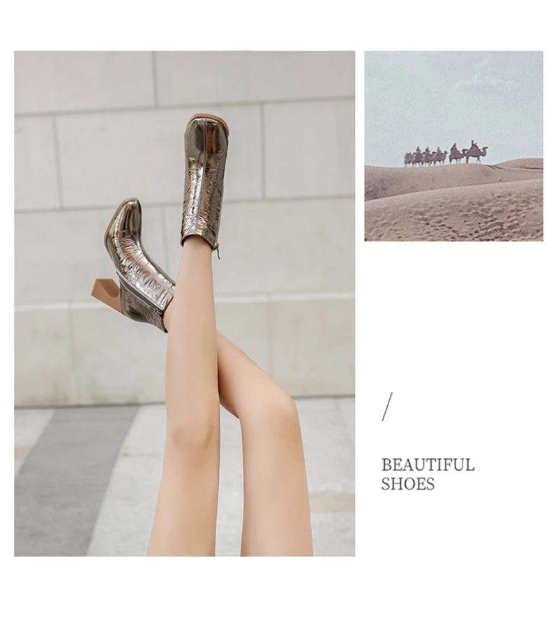 

Thick heel leather boots women plus velvet autumn and winter short boots Europe and America 2019 new fashion wild high heels