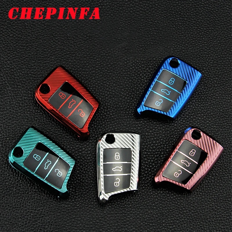 Чехол для автомобильного ключа из ТПУ защитный чехол углеродного волокна Volkswagen