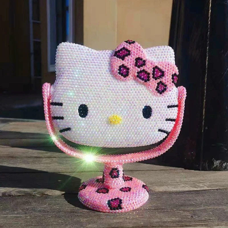 Розовое леопардовое зеркало ручной работы KT Стразы Helloo Kitty декоративные зеркала