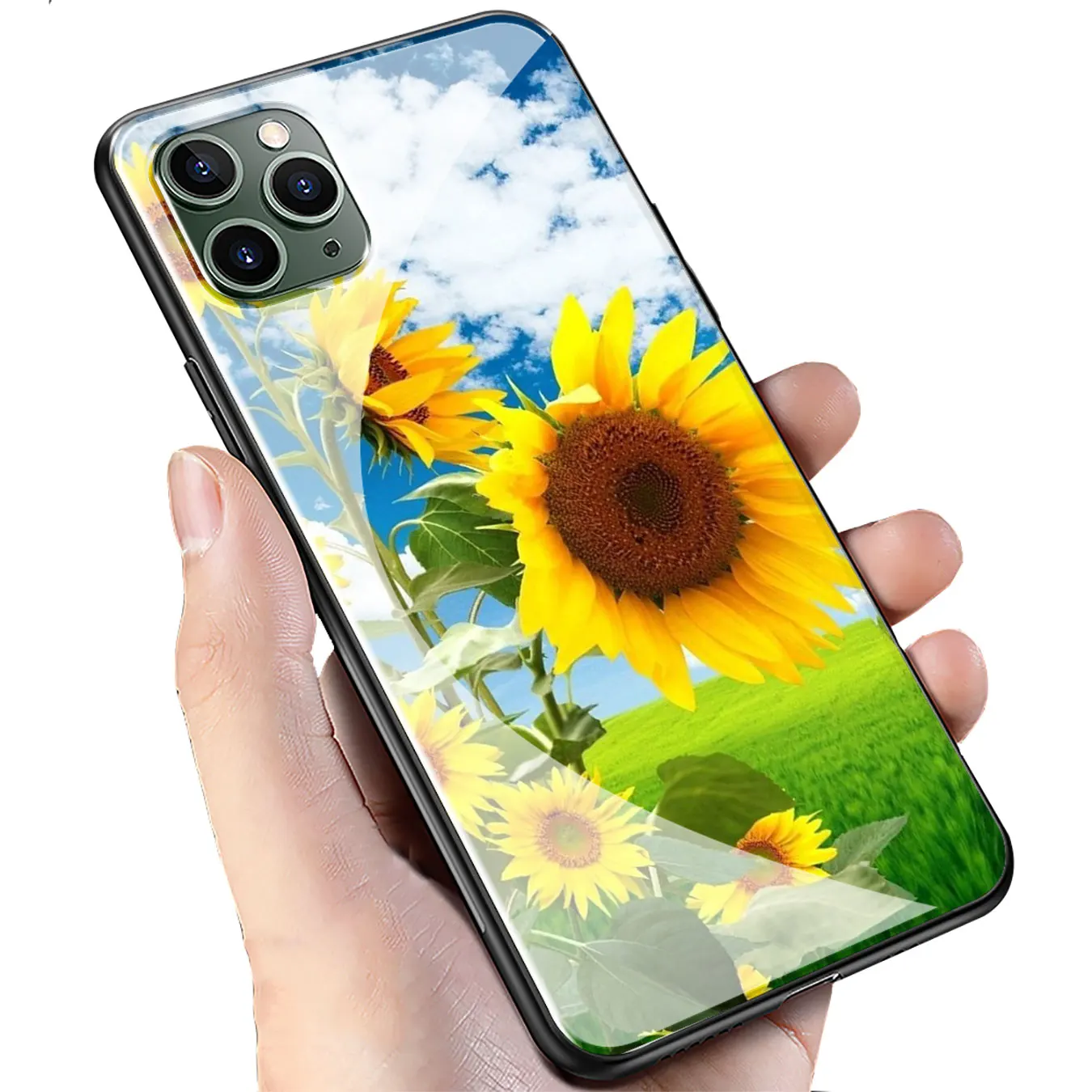 Чехол с подсолнухами и цветами цветной чехол из закаленного стекла для телефона