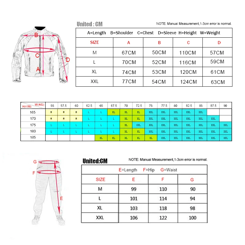 

DUHAN Motorbike Windproof Wam Jackets Pants Men's Biker Clothing Jacket Protective Gear Pants Protection Liner Jackets