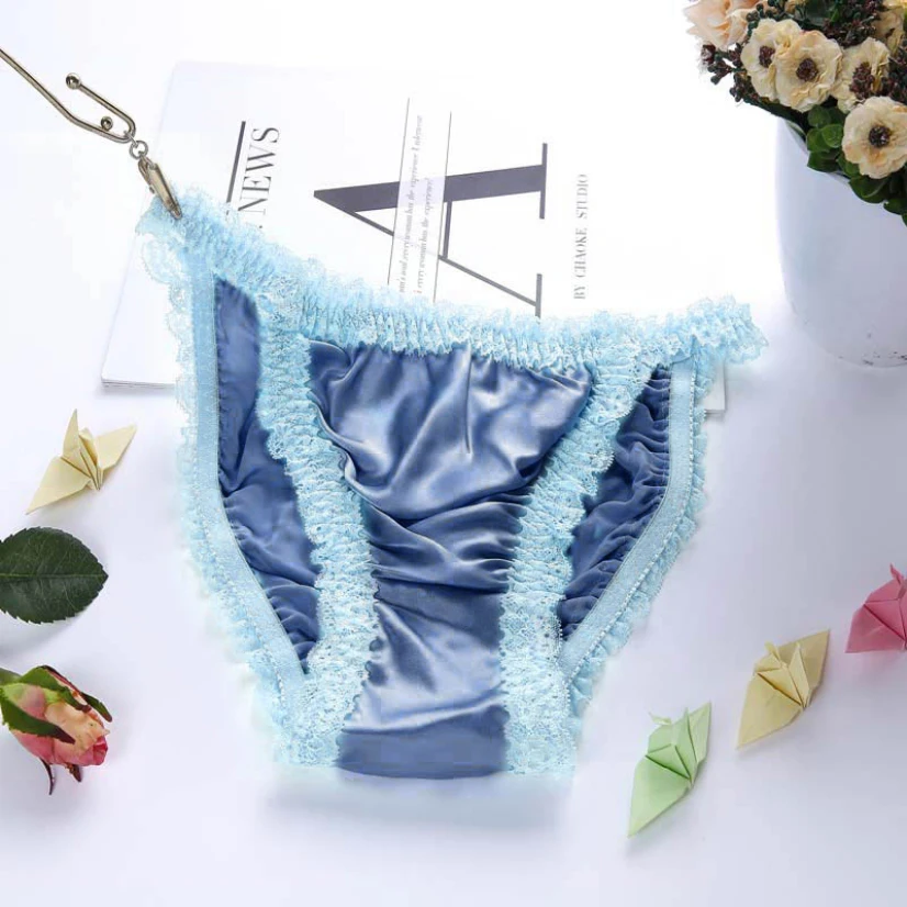 Новые женские сексуальные трусики шелковые кружевные бесшовные с заниженной