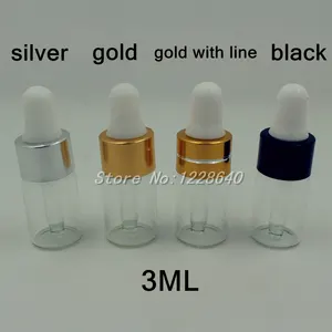 Прозрачное стекло 50 шт.лот 3 мл с алюминиевой крышкой и белой резиновой лампой, контейнер для бутылки эфирного масла