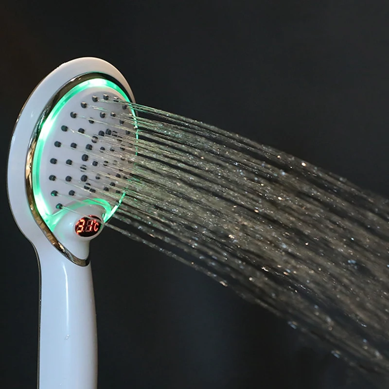 

Led Hand Shower Head, 3 Colors Led Shower Head with Digital Temperature Display, Hydraulic Lcd Shower Head