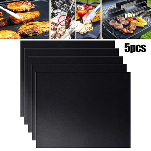 5pcs Grill Mat BBQ Non-Stick Gas Grill Baking Mat Frying Foil 400*330mm High Temperature Resistance Barbecue Accessories