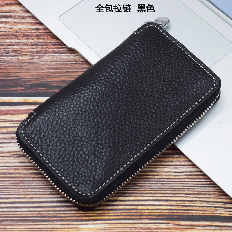 Genuine Leather Key Wallet Men Keychain Holder Pouch Purse Zipper Designer Car Key Case Multifunction Door Keys Housekeeper Bag