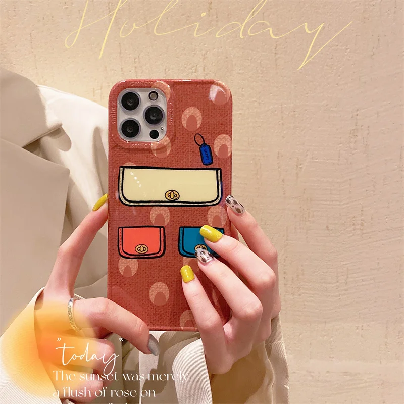 

Ins Style Korea Cute Bags Phone Case For iPhone 12 11 Pro Max 7 8 plus X XR XS Max Cases Cute Cover for Girls Women