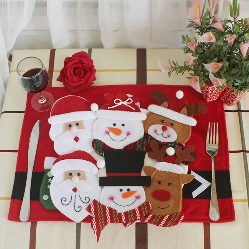 6 шт. держатель для столовых приборов полотенца ножи вилка ложка милый Санта