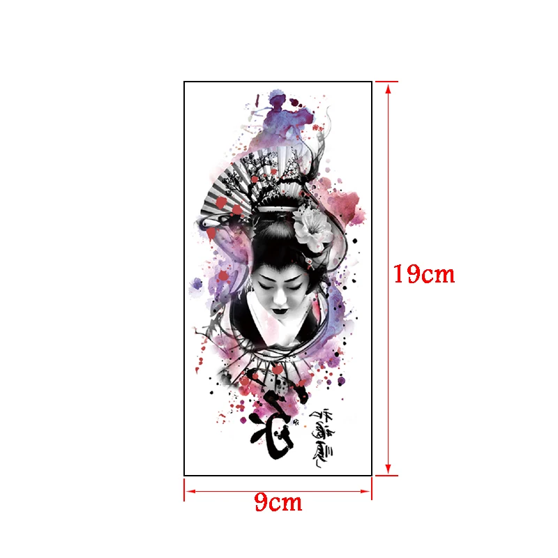 Водостойкая Женская временная татуировка в японском стиле Тотем гейши