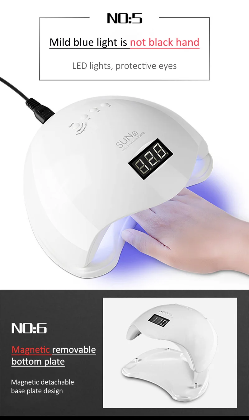 SWOISS 48W UV LED Lamp Nail Dryer For All Gels Polish Sun Light Infrared Sensing Timer Smart LCD Display Manicure