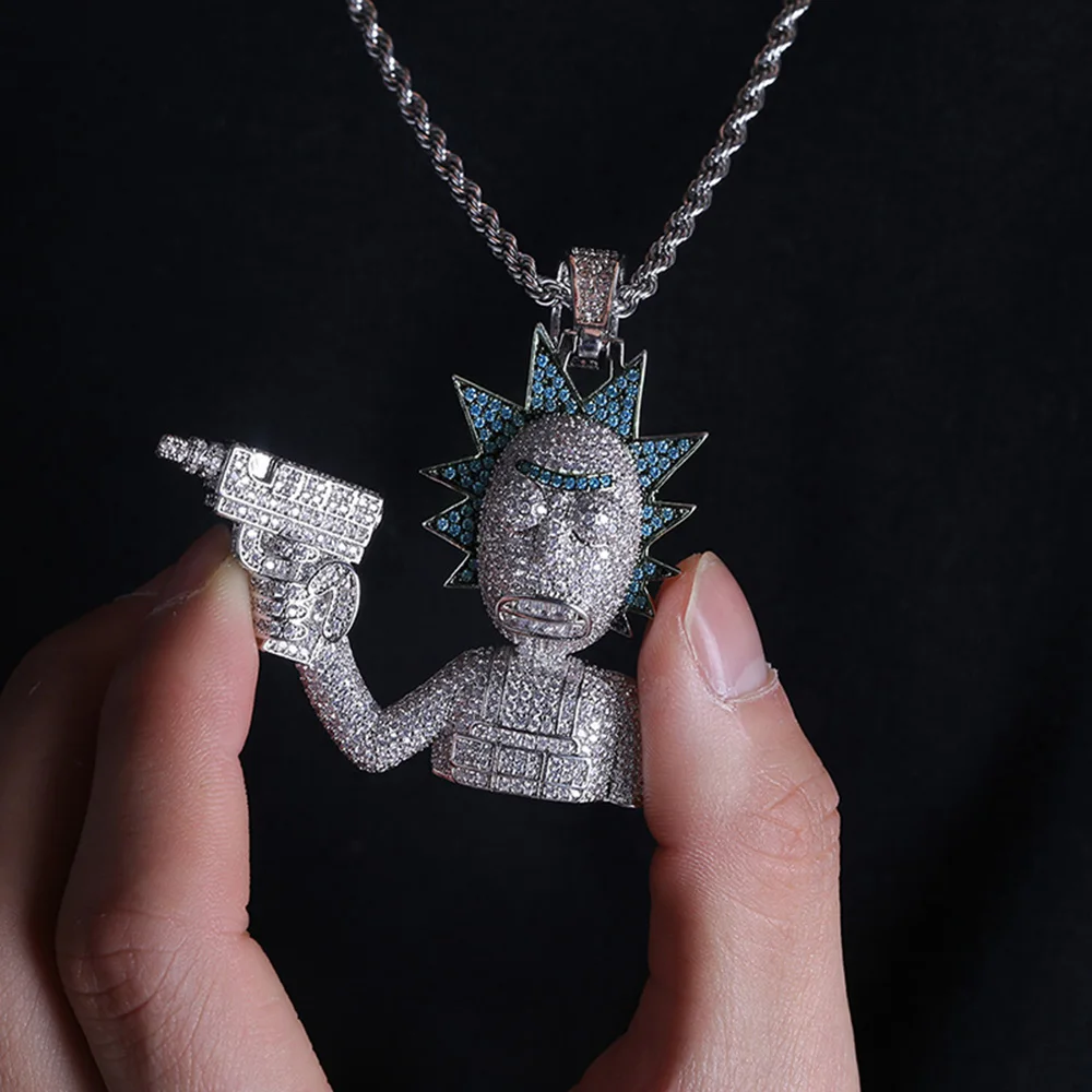 Iced Out Золотой Серебряный цвет цепи персонализированные пистолет человек ожерелье с подвеской de Moda хип-хоп очаровательные ювелирные изделия