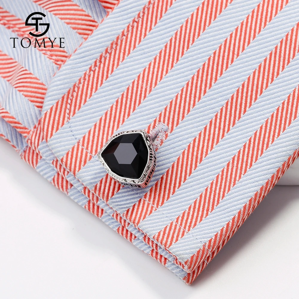 Мужской треугольник TOMYE с голубыми кристаллами Серебряный подарок XK19S142|Зажимы