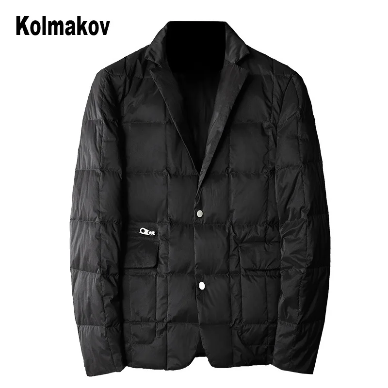 Новое поступление, 80% белый утиный пух, куртки для мужчин, мужские костюмы, ультра-светильник, тонкий, с хлопковой подкладкой, однотонный пуховик, большие размеры, L-5XL