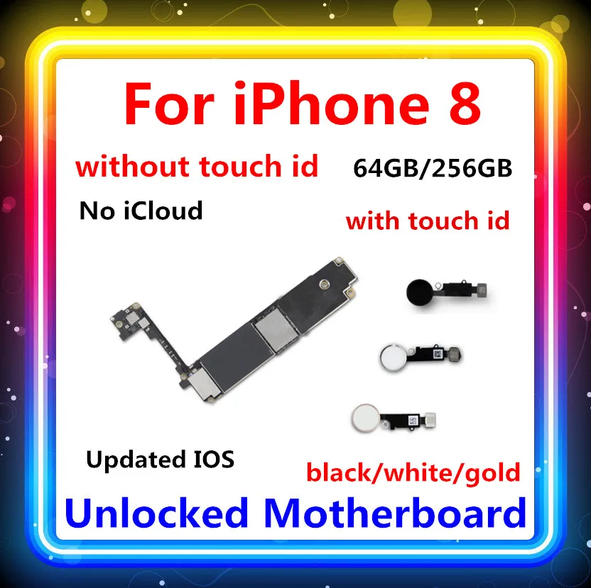 Original Motherboard for iphone 8 64GB 256GB unlocked Logic Boards 4.7inch with / Without Touch ID card | Мобильные телефоны и