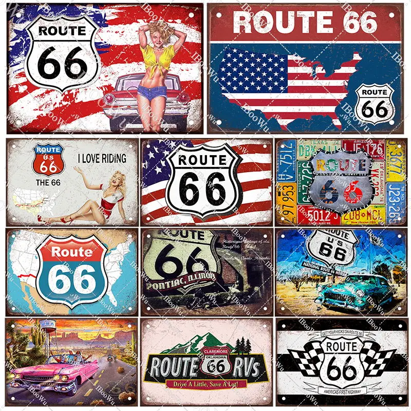 

Route 66 винтажный металлический постер America's Mother Road Retro жестяные знаки табличка настенный Декор для дома/художественной галереи/кафе 30x20 см