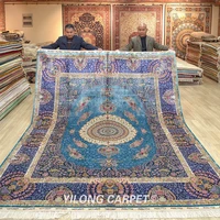 8x10 big size living room blue persian handmade large size hereke silk carpet tj304a