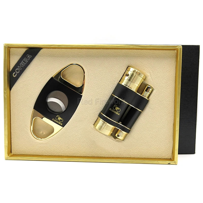 Cohiba 50th Anniversary многоразовая Зажигалка для сигарет 3 фонарь Jet Flame Зажигалки сигар с