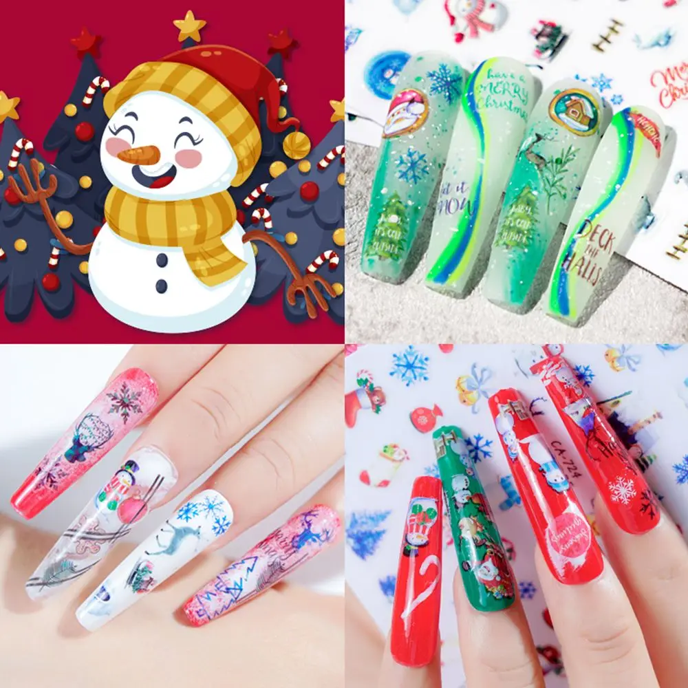 

Новинка, 3D дневные милые Мультяшные слайдеры, снежинка, наклейка на дерево, Гель-лак, маникюр, дизайн ногтей, декоративные аксессуары