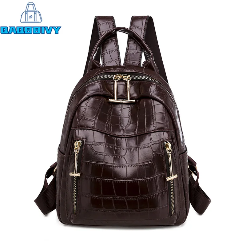

2021 New Women Vintage Backpack Female PU Leather Large Capacity Backpacks Rucksack Back Pack School Travel Bag for Girls