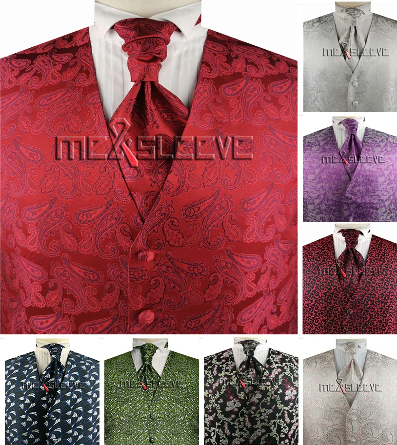 

Factory Direct Sale top quality silk custom made wedding vest set