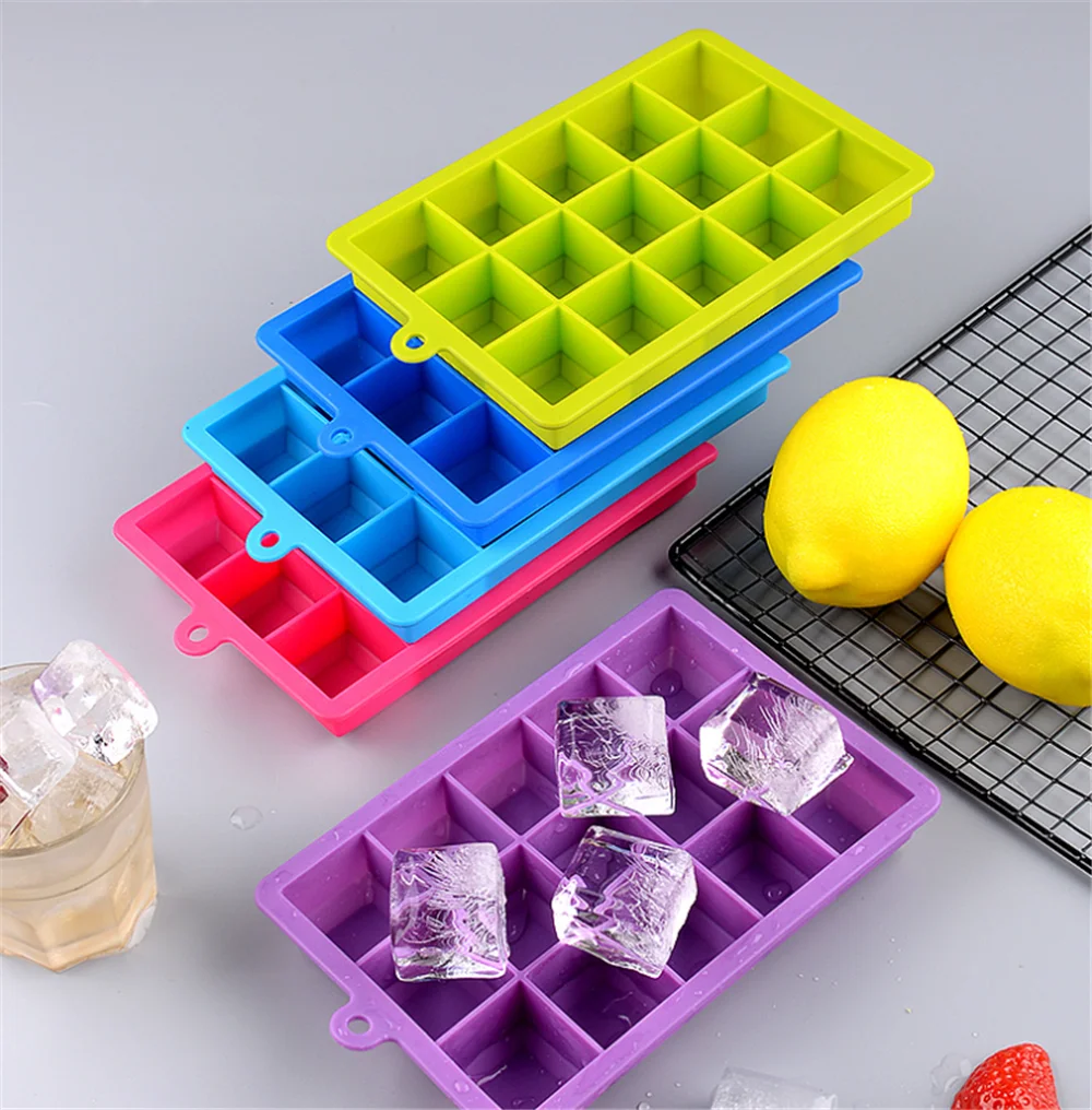 

15/24 grids Ice Cube Silicone Cube Maker Form Cake Pudding Chocolate Molds Easy to Remove Ice Trays Fade Resistant