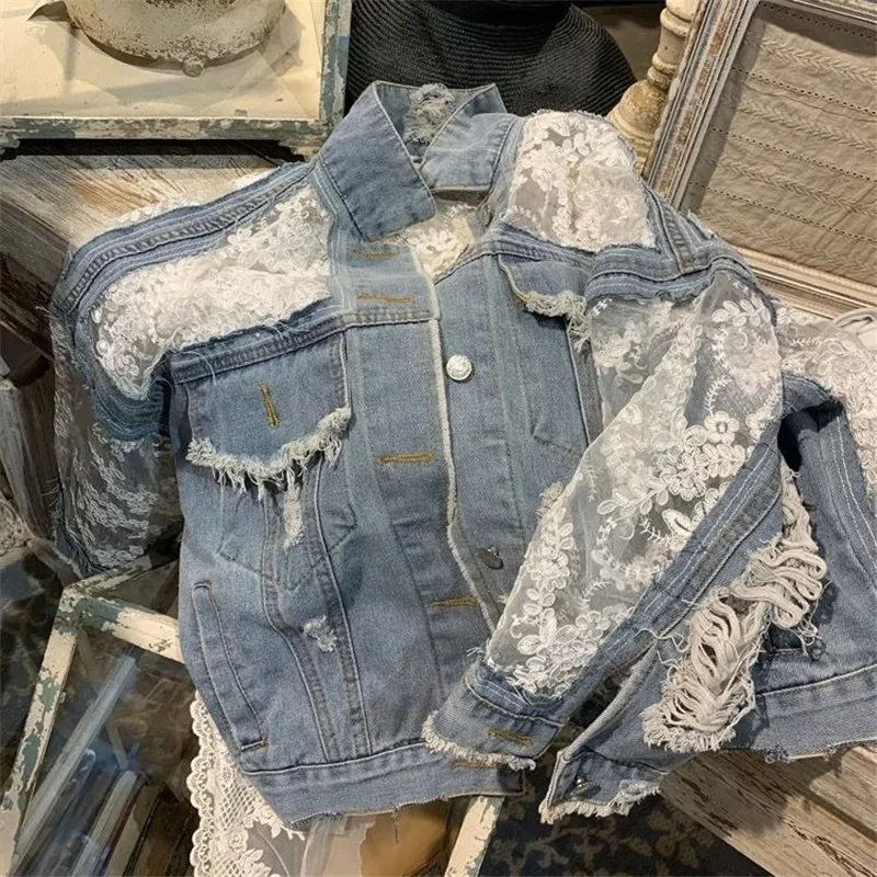 Куртка женская джинсовая с вышивкой тонкая свободная пикантная модная уличная