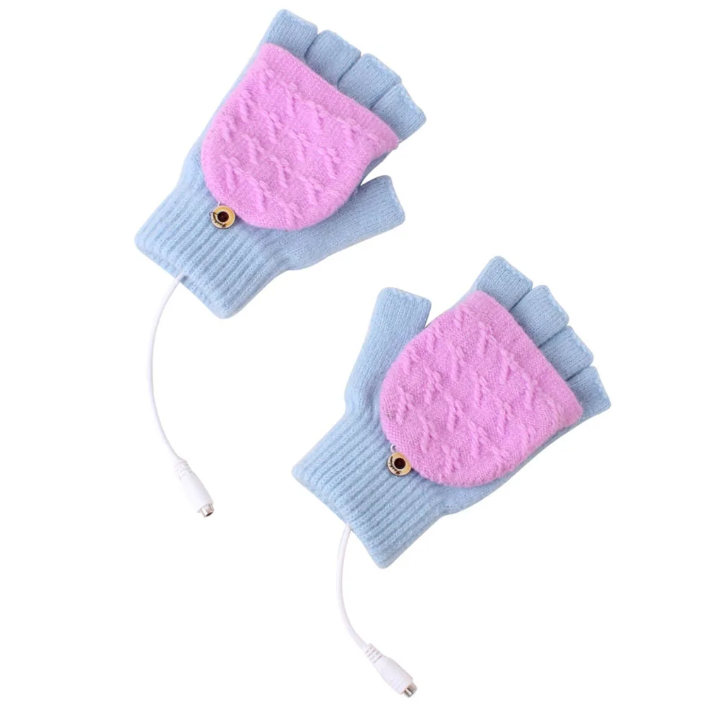 

Women Men Camping Outdoor Cycling Double Sided Heating Winter Hands Warm USB Heated Gloves Laptop Mitten Fingerless Portable