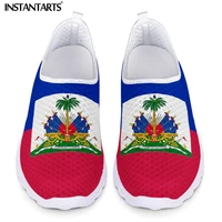 instantarts haiti flag brand designer mesh slip on sneakers women flats shoes casual lightweight ladies loafers zapatos de mujer