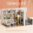 CUTEBEE DIY Кукольный дом деревянные кукольные дома Миниатюрный Кукольный дом Комплект мебели со светодиодами игрушки для детей Рождественский подарок QT05