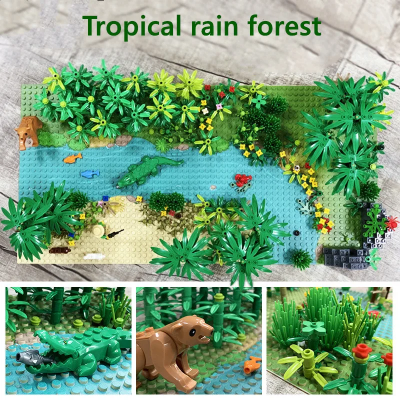 DIY Тропический дождевой лес цветы и растительность частицы маленький пол сцены с